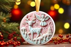 Round Christmas Ornament Sublimation|Clipart Product Image 2