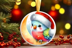Santa Hat Baby Parrot Ornament Sublimation PNG Product Image 3