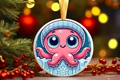 Round Christmas Ornament Sublimation|Clipart Product Image 2