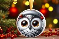Owl Smiling Round Ornament Sublimation PNG Product Image 1