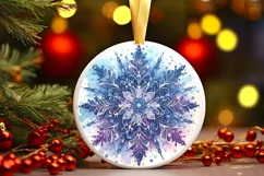 Snow Flake Christmas Round Cute Ornament Sublimation Product Image 2