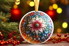 Silent Night Christmas Round Cute Ornament Sublimation Product Image 2