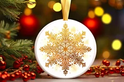 Snow Flake Christmas Round Cute Ornament Sublimation Product Image 2