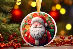 Christmas Round Santa Ornament Sublimation Product Image 2
