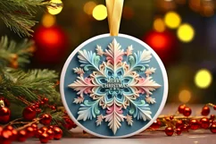 Snow Flake Christmas Round Cute Ornament Sublimation Product Image 1