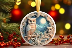 Christmas Round Owl Animal Ornament Sublimation Product Image 2