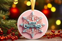 Snow Flake Christmas Round Cute Ornament Sublimation Product Image 2