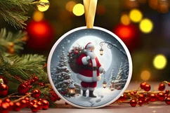 Round Christmas Ornament Sublimation|Clipart Product Image 1