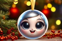 Shiny Christmas Fairy Round Ornament Sublimation PNG Product Image 1