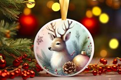 Rein Deer Round Ornament Sublimation PNG Product Image 3
