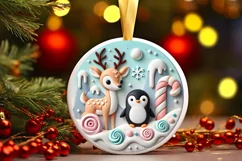 Round Christmas Ornament Sublimation|Clipart Product Image 2