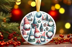 Winter Gnomes Round Ornament Sublimation PNG Product Image 3