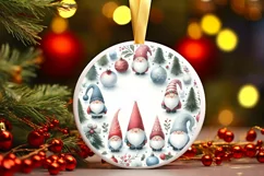 Winter Gnomes Round Ornament Sublimation PNG Product Image 1
