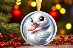 Shiny Christmas Swan Ornament Sublimation PNG Product Image 1