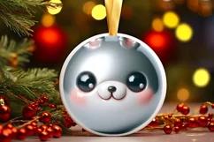 Bunny Smiling Round Ornament Sublimation PNG Product Image 3