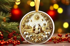 Round Christmas Ornament Sublimation|Clipart Product Image 2