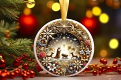 Round Christmas Ornament Sublimation|Clipart Product Image 2