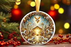 Round Christmas Ornament Sublimation|Clipart Product Image 2