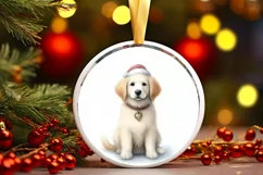 Dog Round Ornament Sublimation PNG Product Image 3