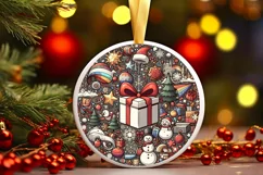 Round Christmas Ornament Sublimation|Clipart Product Image 2