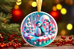 Round Christmas Ornament Sublimation|Clipart Product Image 2