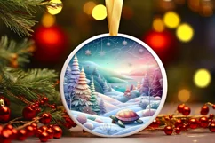 Round Christmas Ornament Sublimation|Clipart Product Image 1