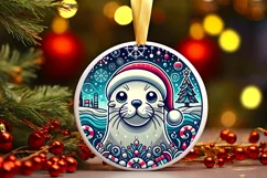 Round Christmas Ornament Sublimation|Clipart Product Image 1