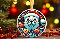 Round Christmas Ornament Sublimation|Clipart Product Image 1