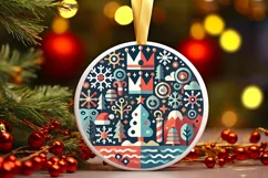 Round Christmas Ornament Sublimation|Clipart Product Image 2