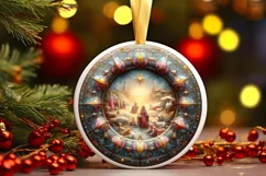 Round Christmas Ornament Sublimation|Clipart Product Image 2