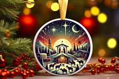 Round Christmas Ornament Sublimation|Clipart Product Image 1