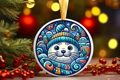 Round Christmas Ornament Sublimation|Clipart Product Image 2