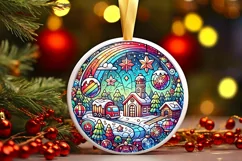 Round Christmas Ornament Sublimation|Clipart Product Image 2