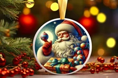 Round Christmas Ornament Sublimation|Clipart Product Image 1