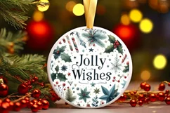 Jolly Wishes Round Ornament Sublimation PNG Product Image 3