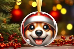 Puppy Smiling Round Ornament Sublimation PNG Product Image 1