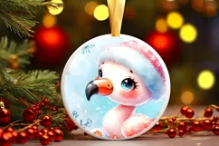 Winter Flamingo on Cloud Sublimation PNG Product Image 3
