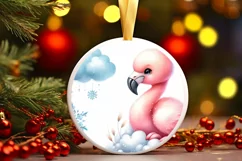 Winter Flamingo on Cloud Sublimation PNG Product Image 3