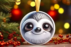 Christmas Sloth Round Sticker Sublimation PNG Product Image 1