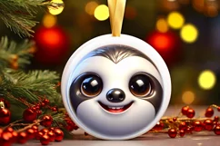 Shiny Christmas Sloth Ornament Sublimation PNG Product Image 3