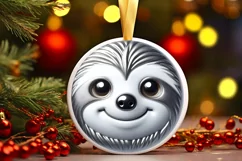 Shiny Christmas Sloth Ornament Sublimation PNG Product Image 1
