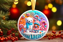 Round Christmas Ornament Sublimation|Clipart Product Image 2