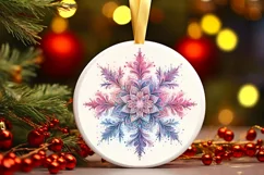 Snow Flake Christmas Round Cute Ornament Sublimation Product Image 1