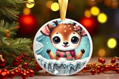 Round Christmas Ornament Sublimation|Clipart Product Image 2