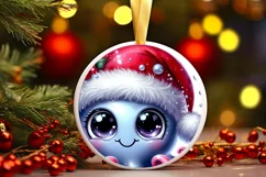Christmas Octopus Round Sticker Sublimation PNG Product Image 3