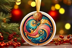 Round Christmas Ornament Sublimation|Clipart Product Image 1