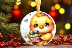 Winter Baby Chicken Vintage Digital Painting Product Image 3