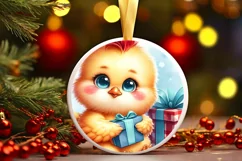 Winter Baby Chicken Vintage Digital Painting Product Image 3