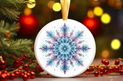 Snow Flake Christmas Round Cute Ornament Sublimation Product Image 2