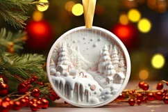 Round Christmas Ornament Sublimation|Clipart Product Image 2